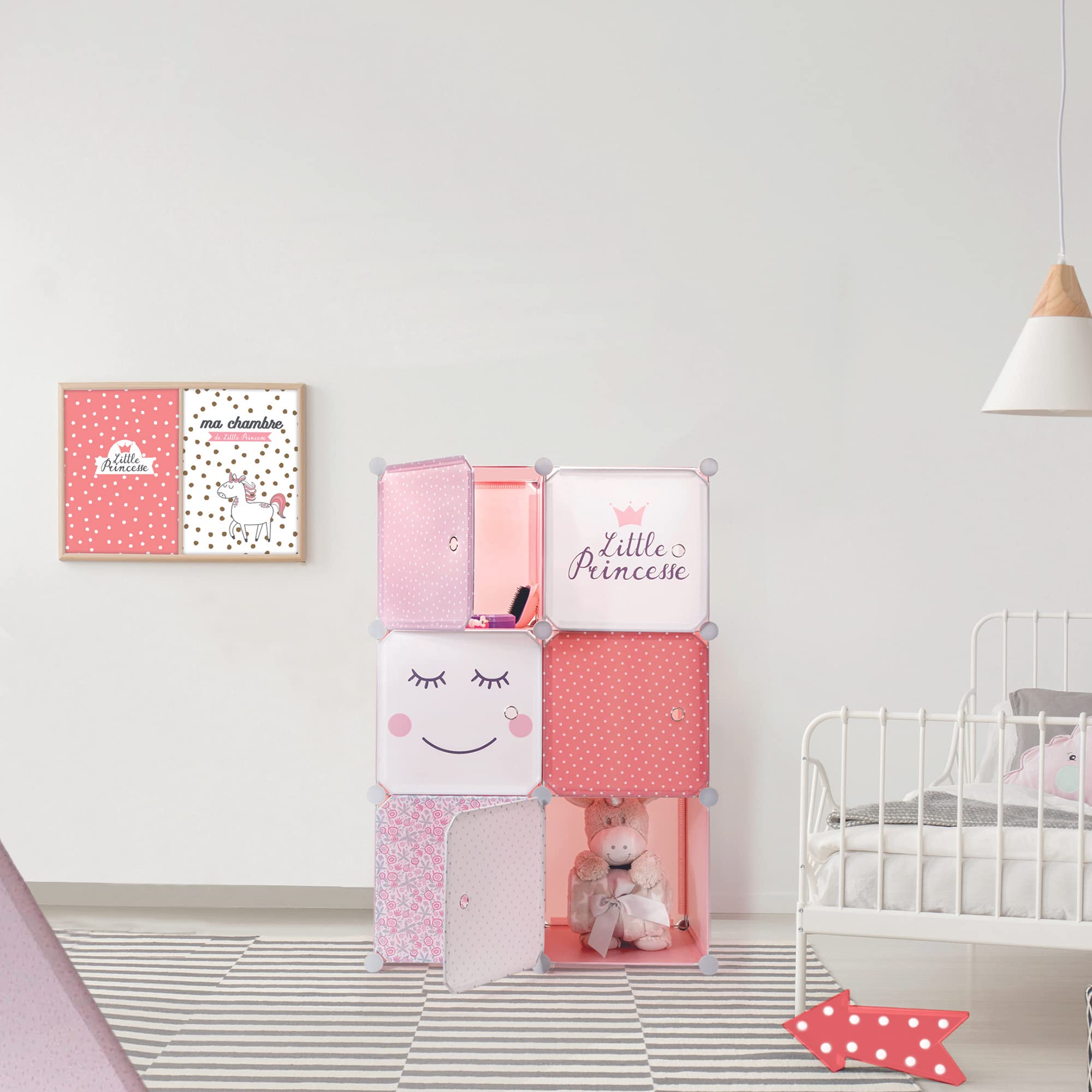 HOME DECO KIDS Armario modulable 6 Cubos Rosa 60x30x90cm