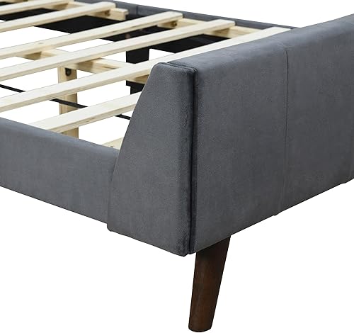 Miniatura 8 de Harper & Bright Designs Base de cama tapizada de tamaño individual para niños, cama moderna de plataforma de terciopelo con cabecero, marco de cama