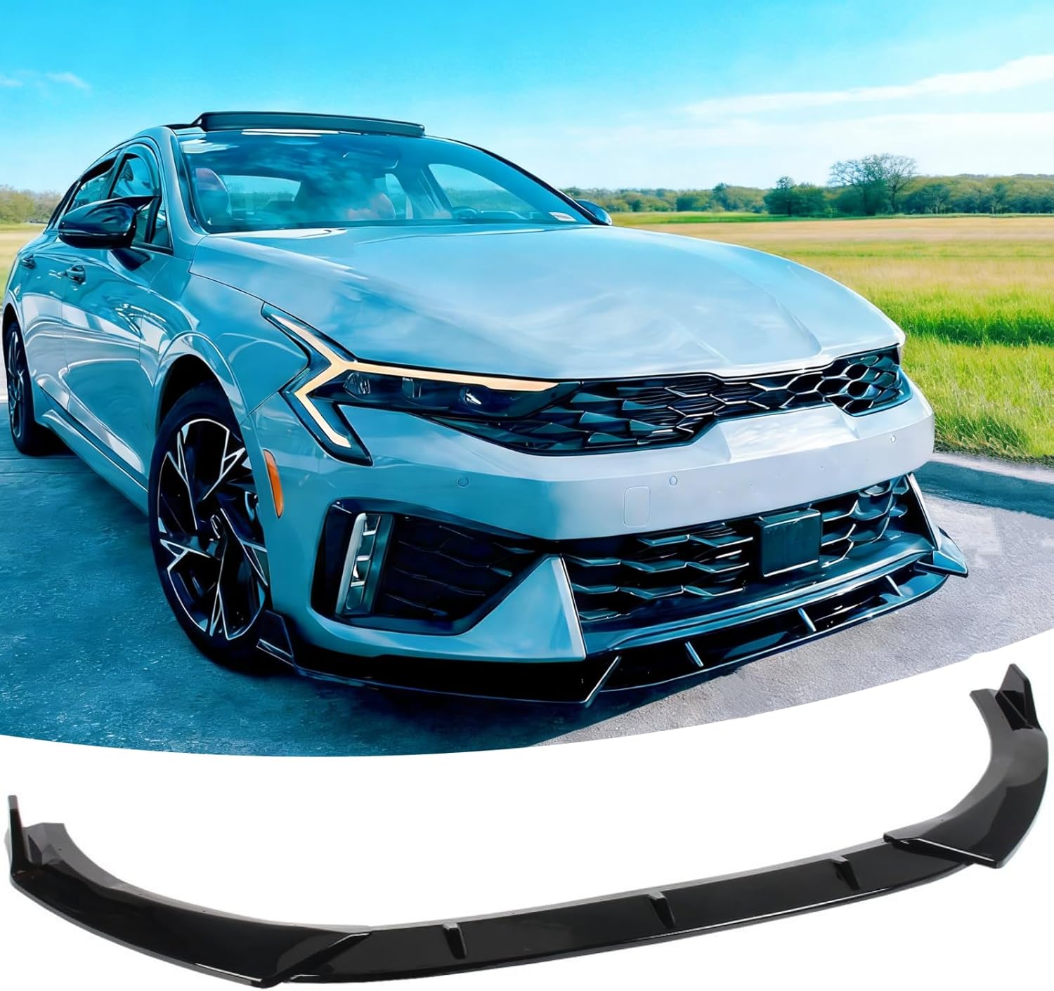 Front Bumper Lip Splitter Spoiler Fit for KIA K5 GT/GT Line 2025 2026/ EX/LX/LXS/ 2021-2026 Accessories, Gloss Black 3pcs Air Dam Chin Body Kit Underbody Lip