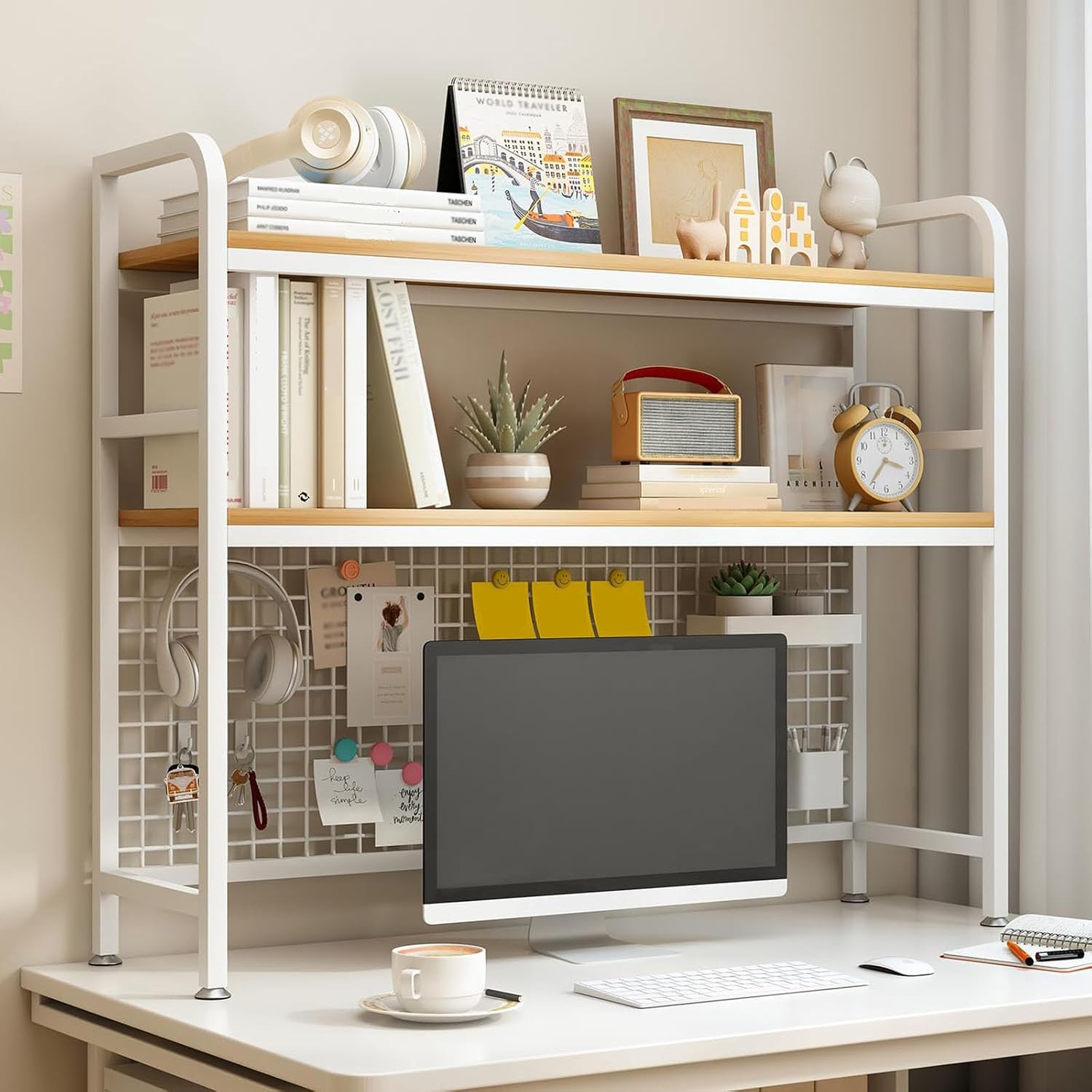 Desktop Library Rack Amazon.com: Desktop Bookshelf Modern Wood Storage Display Rack 2-Tiers ...