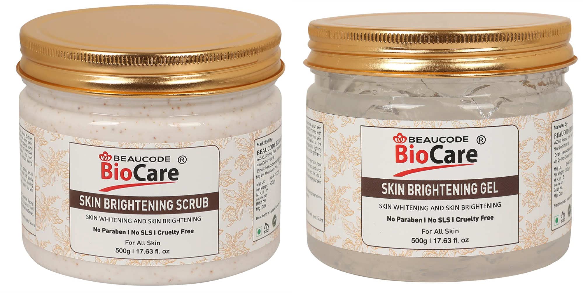 BEAUCODE BioCareSkin Brightening Face and Body Scrub and Gel Pack of-2 (500g)