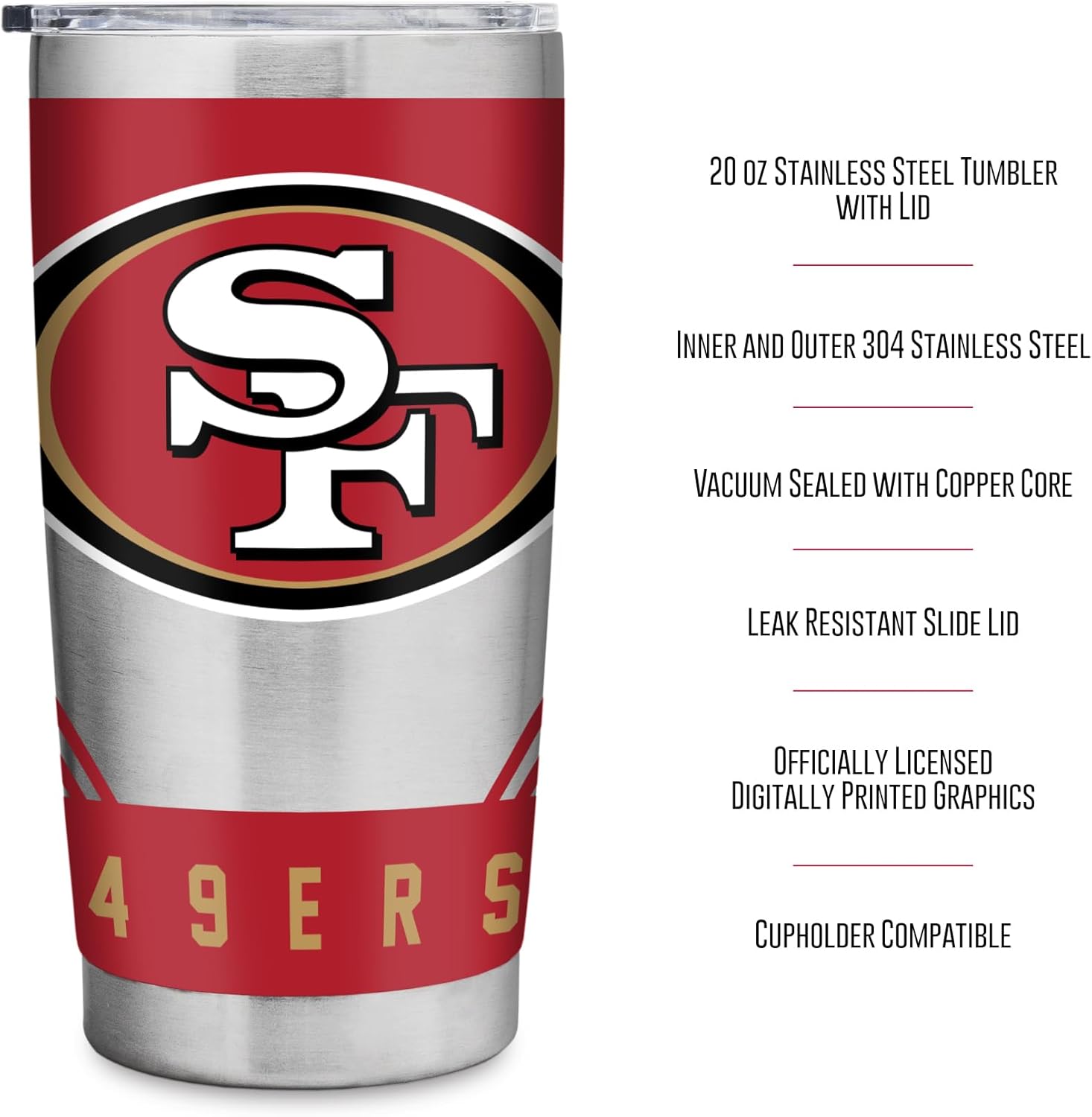 Rico Industries NFL Football 20oz Stainless Steel Tumbler with Lid - Great For Coffee, Tea, Water or Cocktails - Image 7