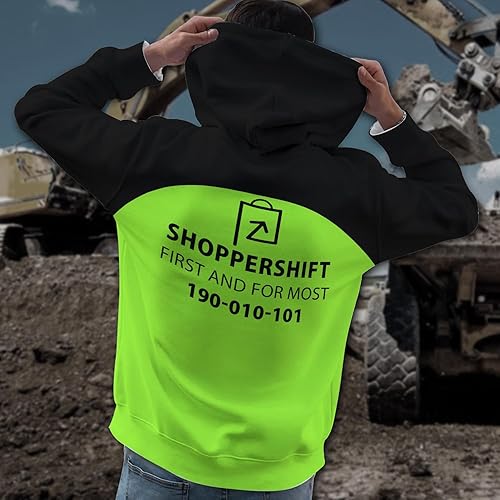 Miniatura 4 de shoppershift Hi Vis Sudadera con capucha - Logotipo personalizadoNombre de alta visibilidad Ropa de trabajo de protección al aire libre Equipo de