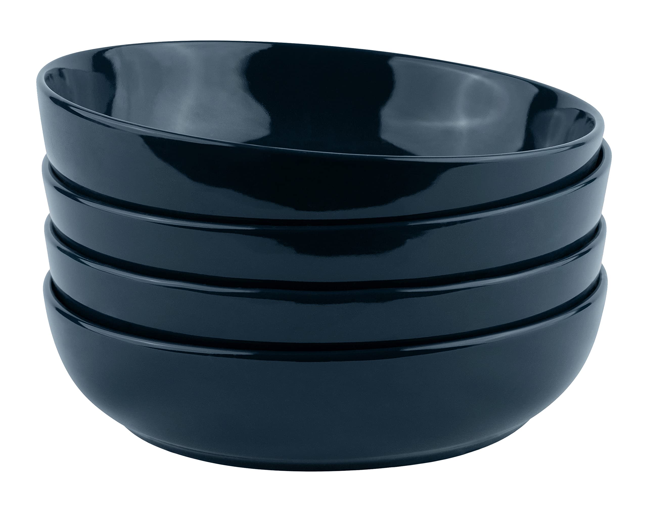 KooK Juego de cuencos de pasta de porcelana, para sopas y ensaladas, cuencos para servir, gran capacidad, apto para microondas y lavavajillas, juego de 4 unidades, 40 onzas (azul marino)