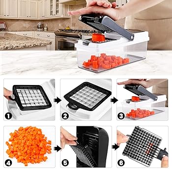 Vegetable Chopper, TATUFY 10 in 1 Mandoline Slicer Food Chopper Cuber Cutter Onion Dicer, Veggie Slicer Manual for Ga...