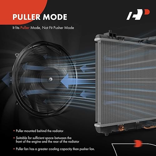 Miniatura 7 de A-Premium Ventilador de radiador eléctrico de 12 '' 12 pulgadas 1700 mh, 12V 80W con kit de relé de interruptor de cableado del termostato