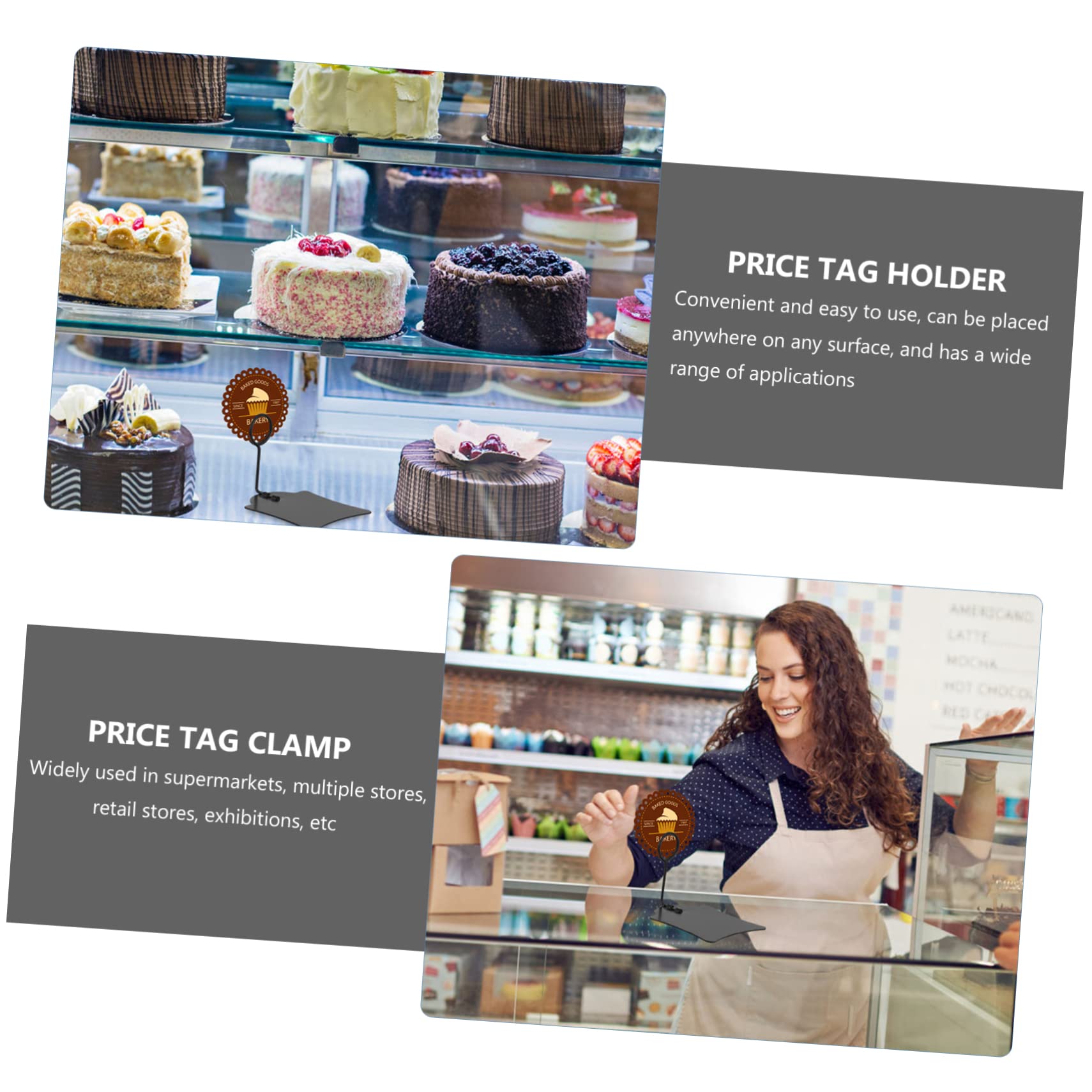 Lot De 10 Présentoirs De Prix, étiquettes De Prix Réglables Avec Base En Aluminium Pour Affichage Des Prix Pour Magasin De Détail (noir