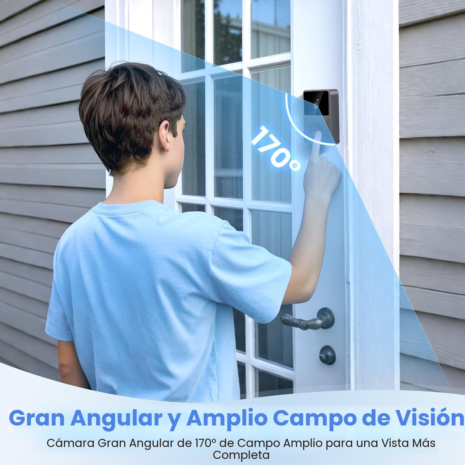 Timbre con cámara y monitor, HD 1080P, IP65 Impermeable, pantalla de 4,3 pulgadas, gran angular de 170°, timbre inalámbrico con cámara, interfono, visión nocturna por infrarrojos, audio
