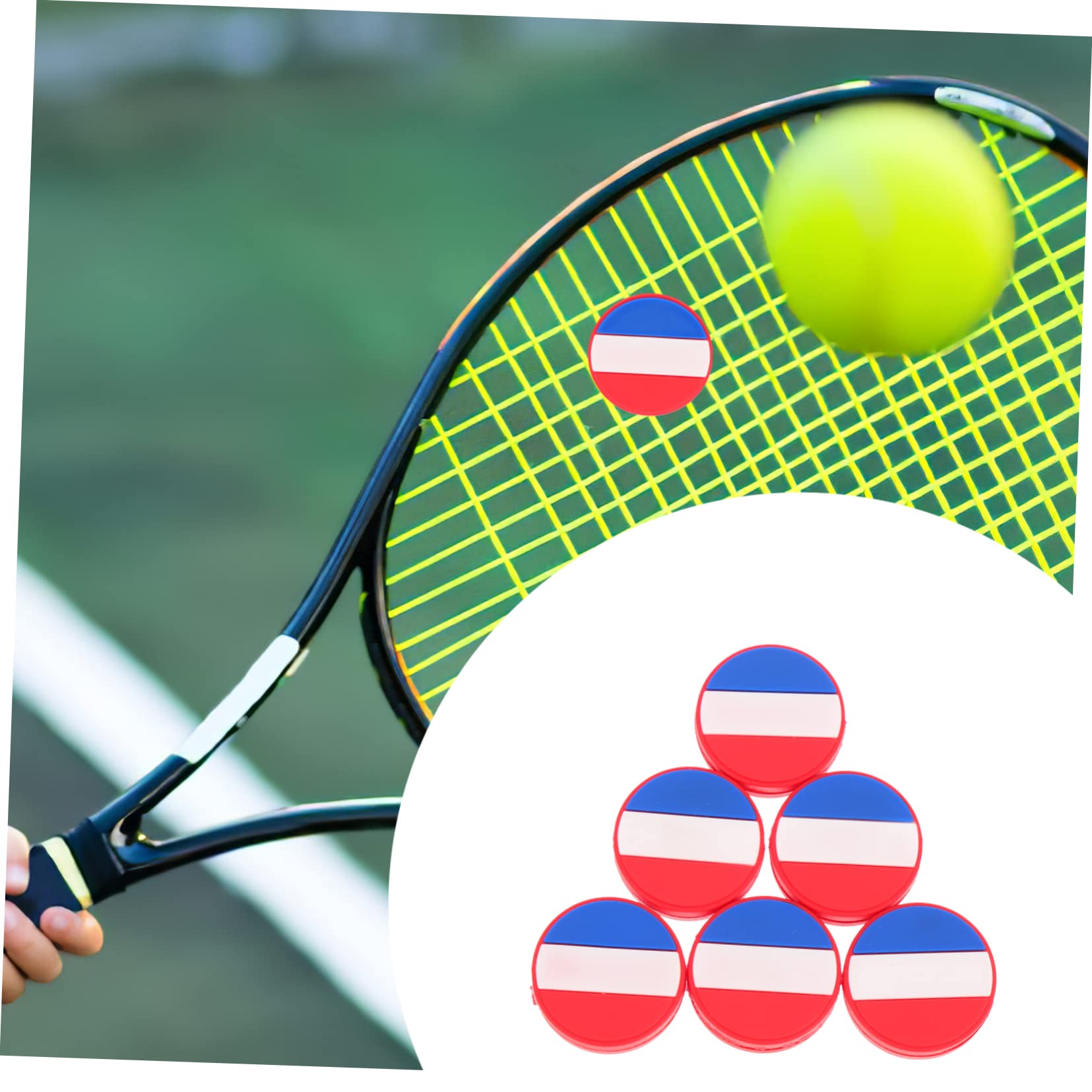 balacoo 6pcs National Flag Designed Tennis Shock Absorbers Vibration Dampeners for Racket Easy Installation Reduces Shocking Stylish Tennis Accessory