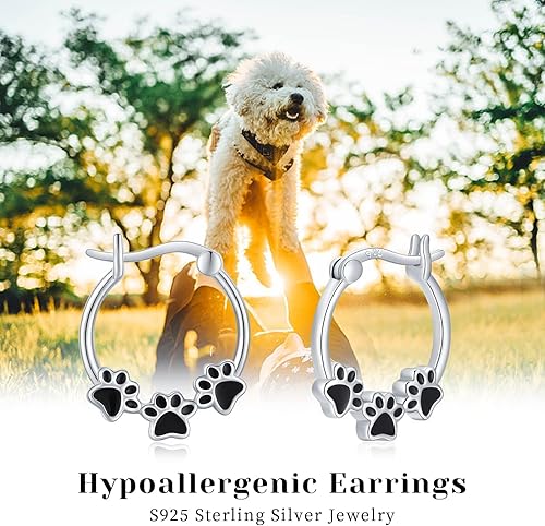 Miniatura 7 de Twoowl Hypoallergenic 925 Sterling Silver Earrings Paw PrintMushroomCloudOwlCherry Cute Hoop Earrings Huggie Earrings Cartilage Earrings Cute