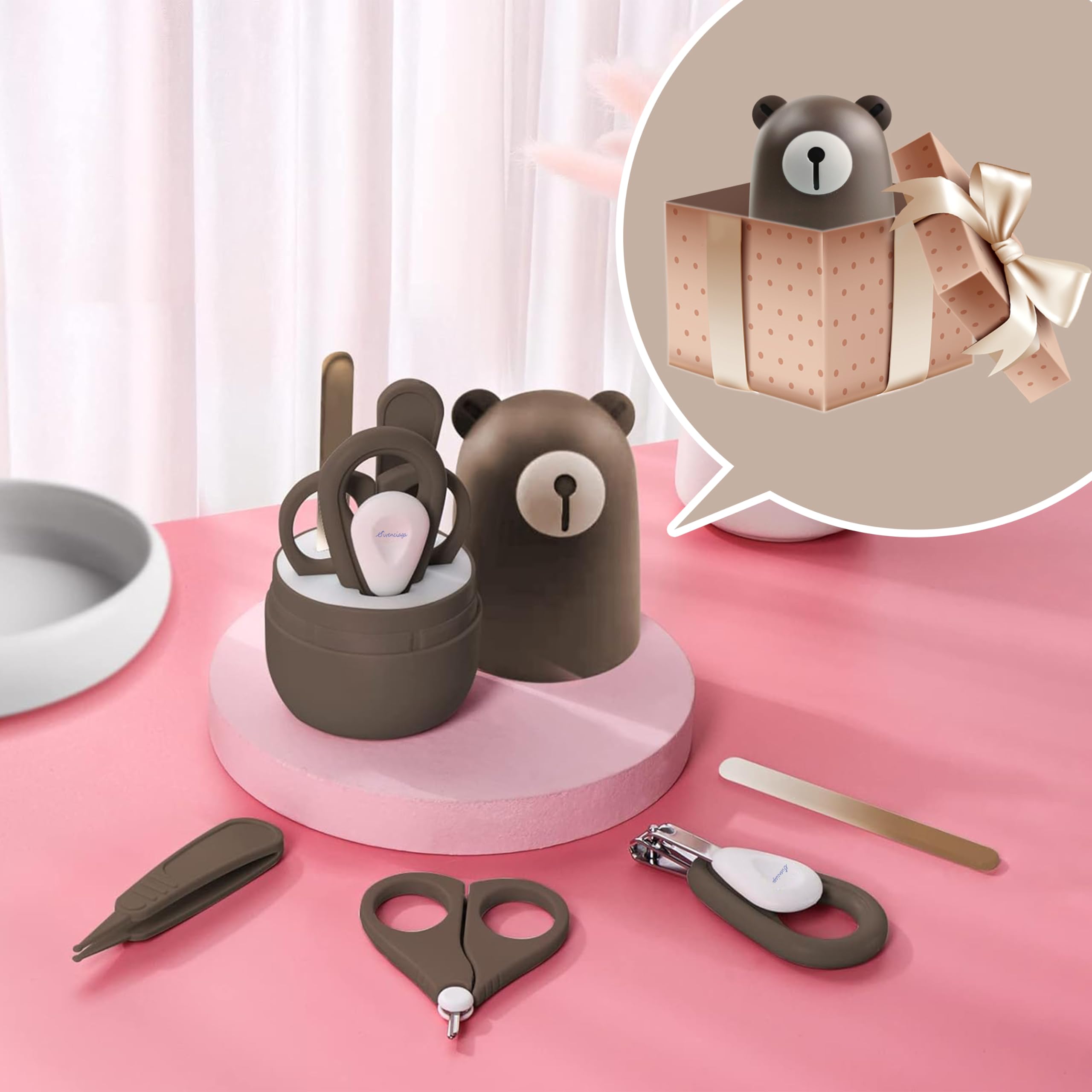 Set d'ongles pour bébé, set de manucure et set de pédicure pour bébé avec étui mignon. Coupe-ongles et set de brosses pour bébé, pour nouveau-nés, nourrissons et jeunes enfants