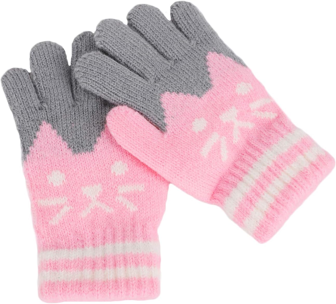 Cute Cat Knitted Winter Gloves for Girls Boys Assorted Color Warm Magic Gloves Mittens for Kids Children 4-9 Years