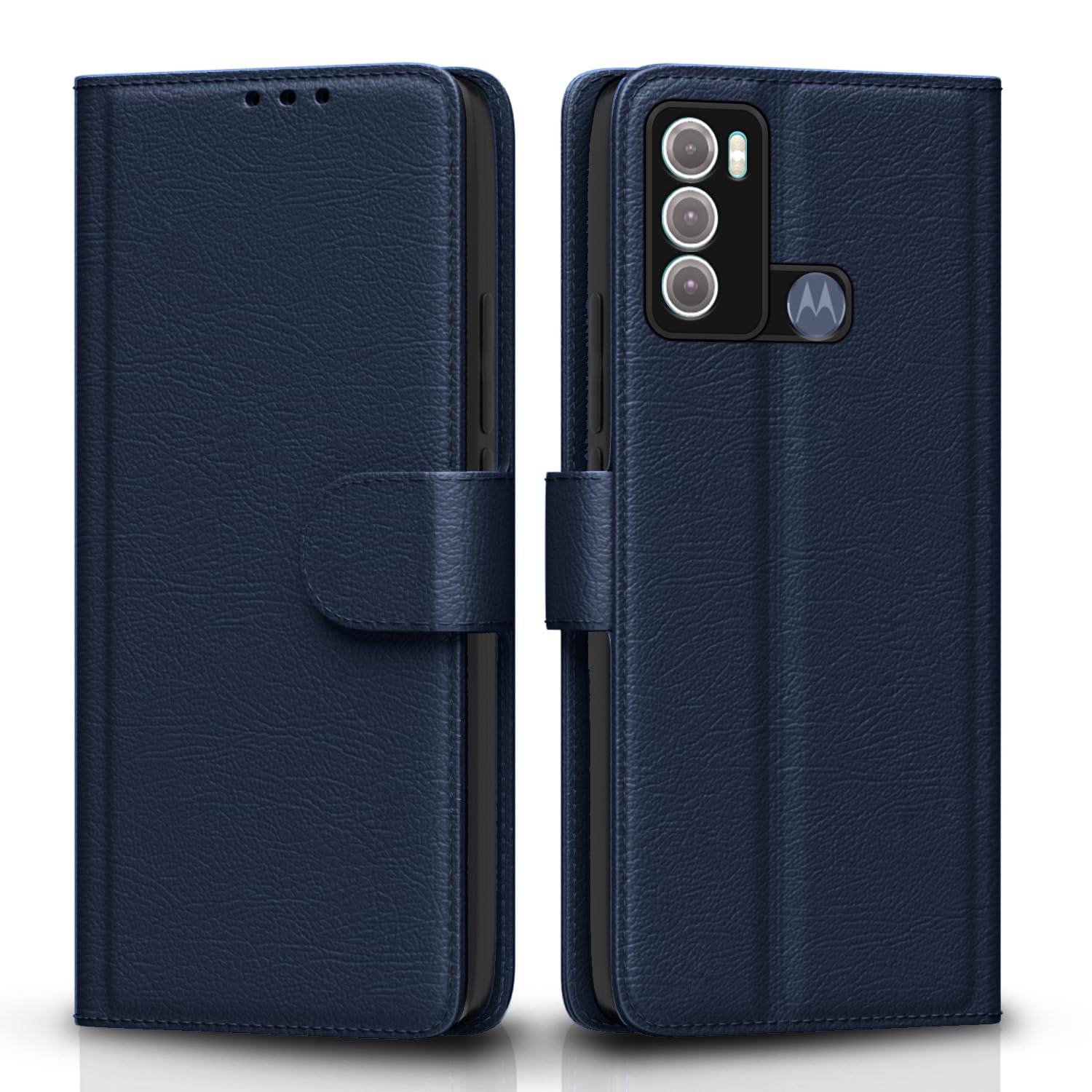 Pikkme Moto G60 / G40 Fusion Flip Cover | PU Leather Finish | 360 Protection | Wallet & Stand | Strong Magnetic Flip Case for Moto G60 / G40 Fusion (Blue)