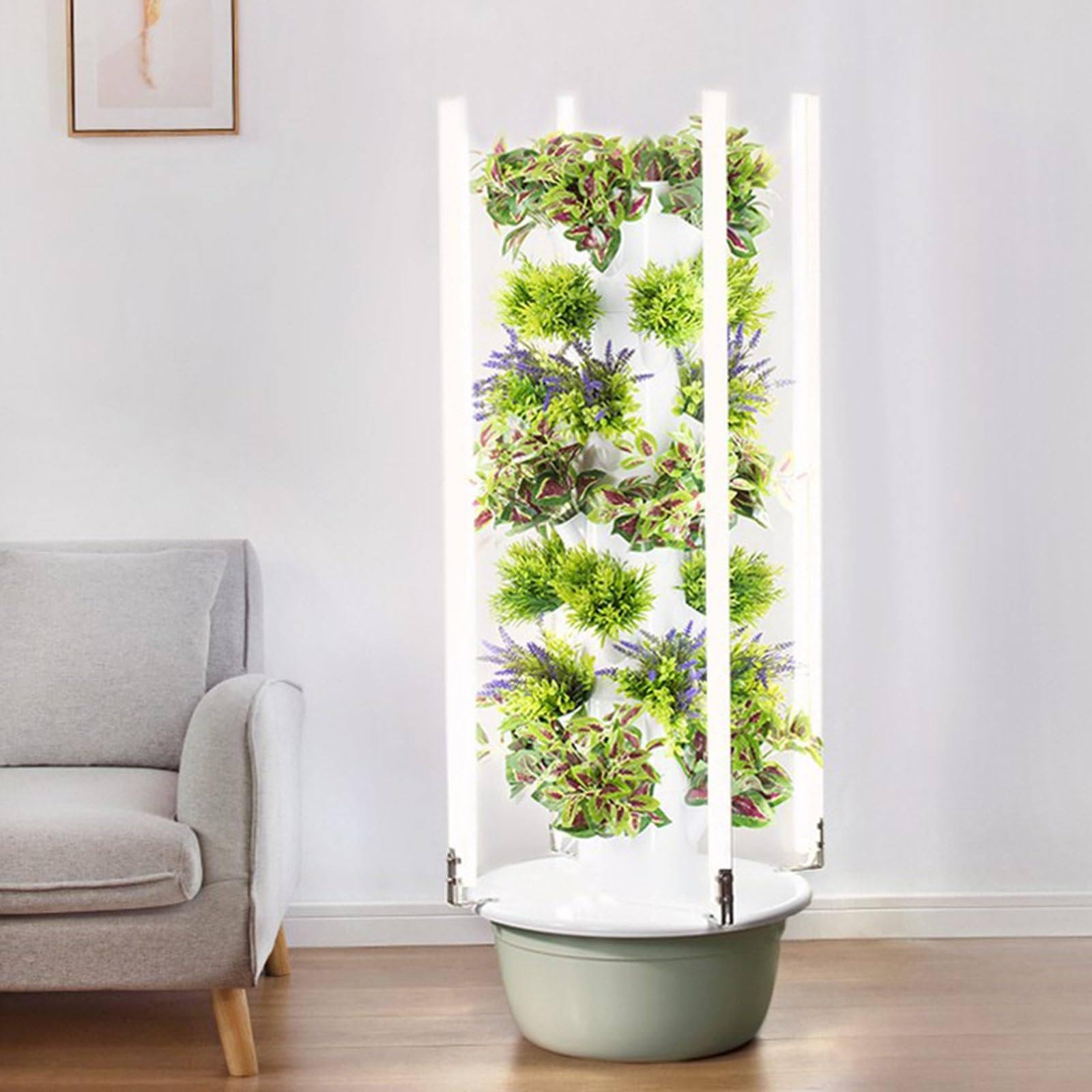 Tour hydroponique avec lampe LED pour herbes aromatiques fraîche dans votre cuisine