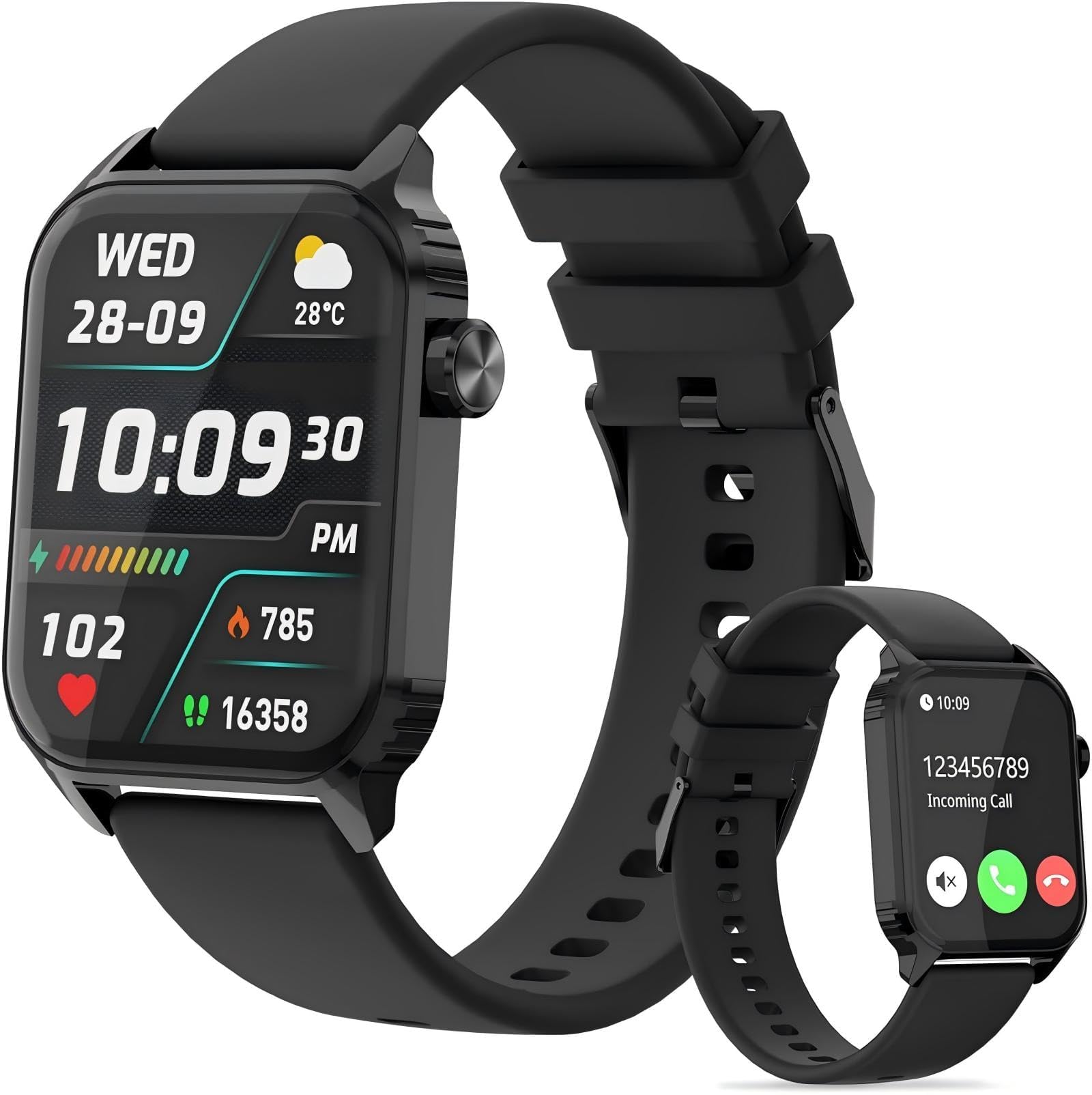 TRAUSI TG08 Smartwatch with black strap and display showing time