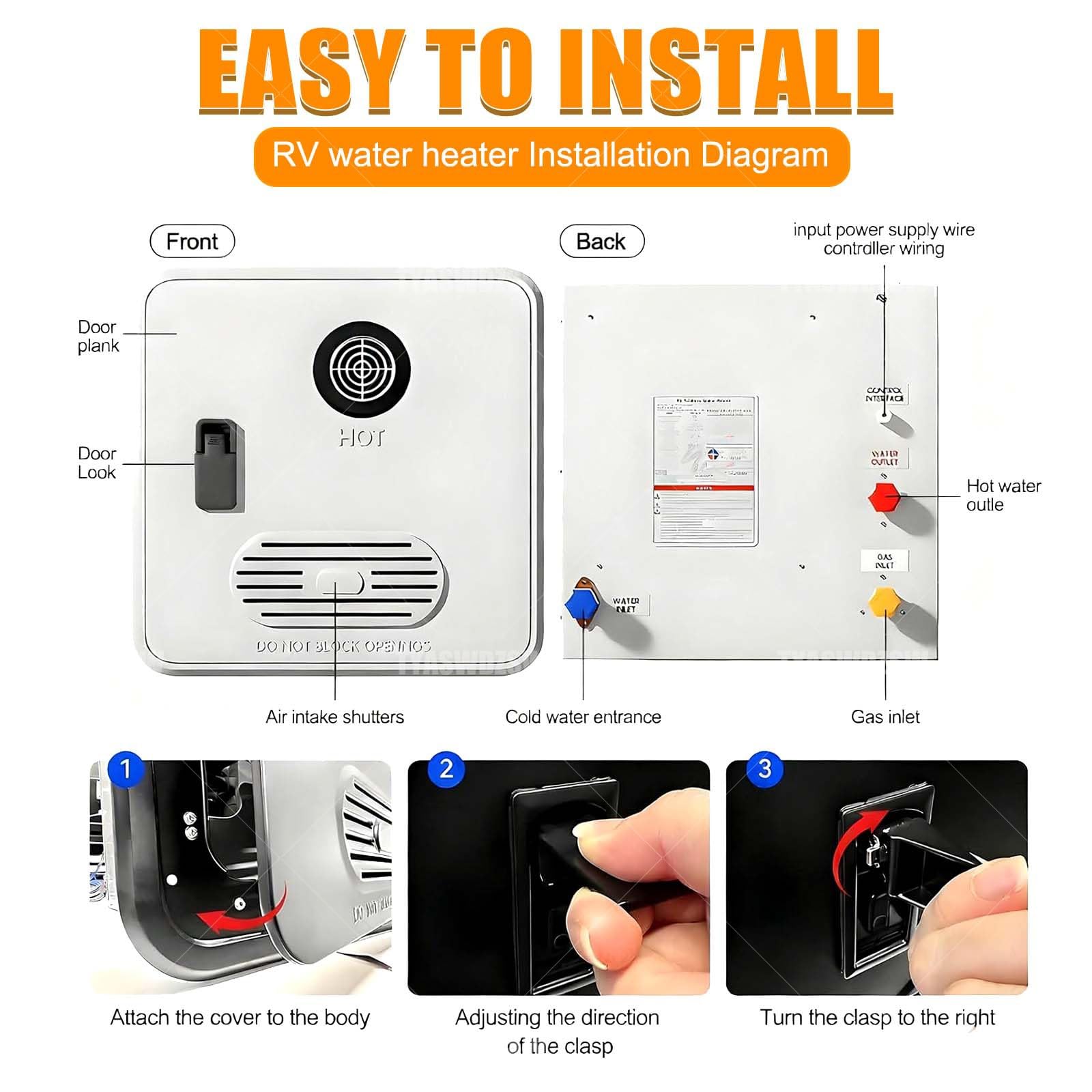 Calentador De Agua Para RV De Gran Altitud, 55,000 BTU, Calentador De Agua Instantáneo A Propano, DC 12V Con Fácil Instalación, Gas Propano, Instantáneo Certificado CSA Para Camping Y RV(Black)