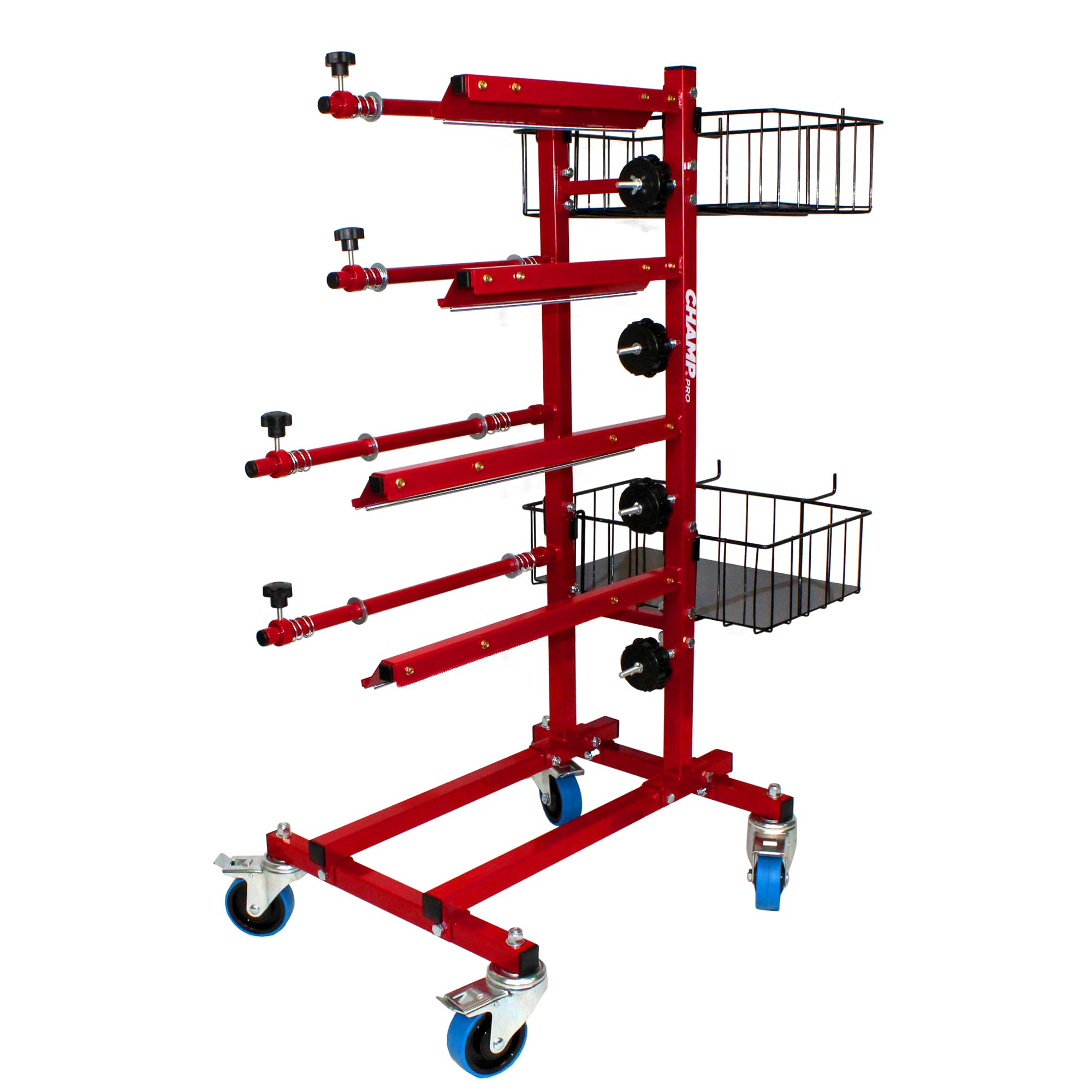 Champ Pro Mobile Masker for Efficient Auto Paint Prep and Masking, Holds Multi-Roll Paper Sizes, Easy Tape Feed System with 4” Locking Caster Wheels