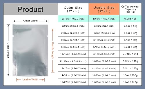 Miniatura 6 de Paquete de 200 bolsas de papel de aluminio plateado (tamaño interior de 1.6 x 2.4 pulgadas) con sellado térmico para ventana de plástico con parte