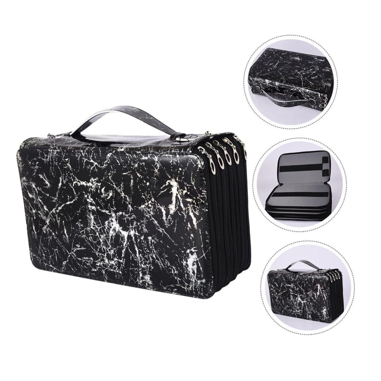 Lurrose Grande Capacità Astuccio Organizzare Matite Oxford, Portapenne, Multistrato, Cerniera Portatile per Scuola Cancelleria