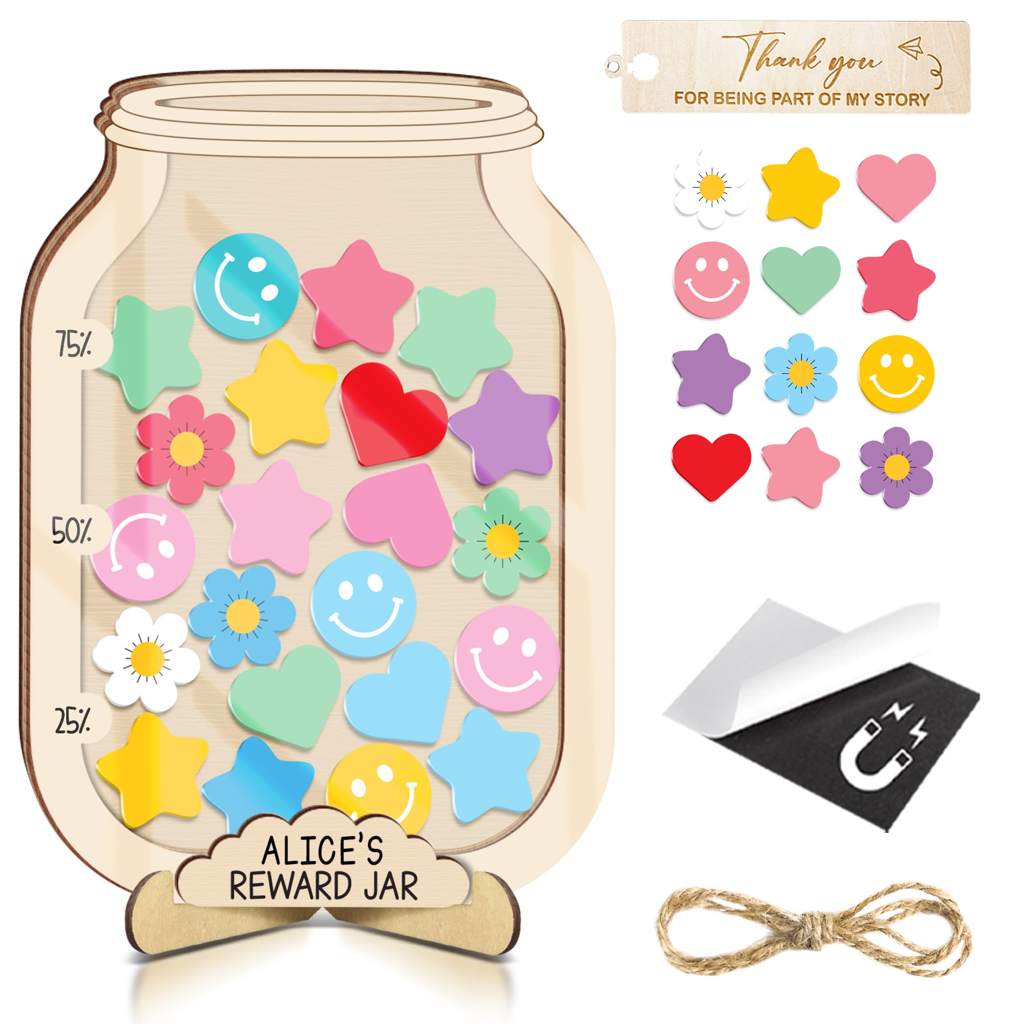 Personalized Magnetic Reward Jar for Classroom &amp; Kids, Potty Training Reward Jar with Acrylic Tokens, Potty Training Reward Chart for Boys &amp; Girls, Back to School Classroom Management