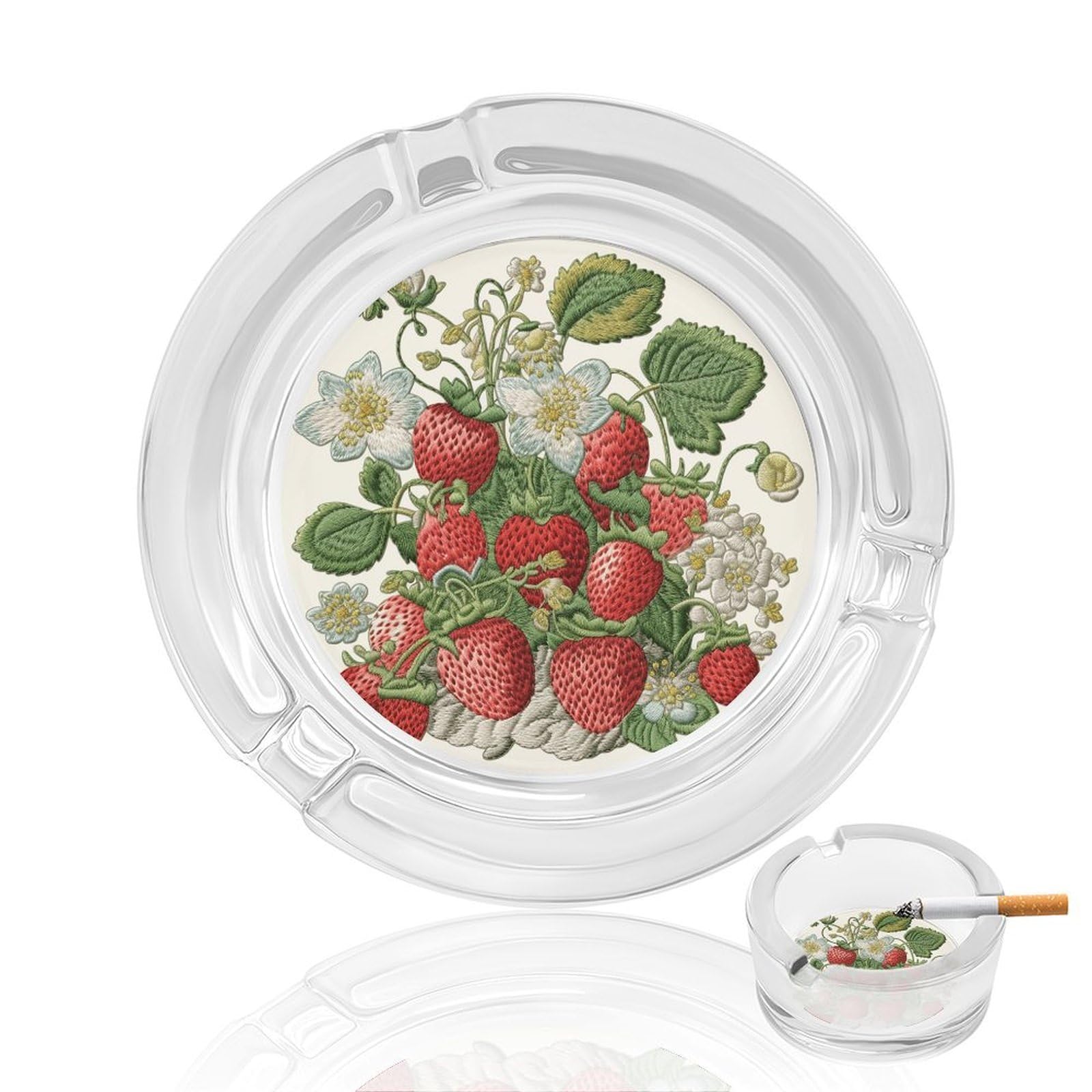 Cendrier en verre haut de gamme avec sa fraise brodée élégante
