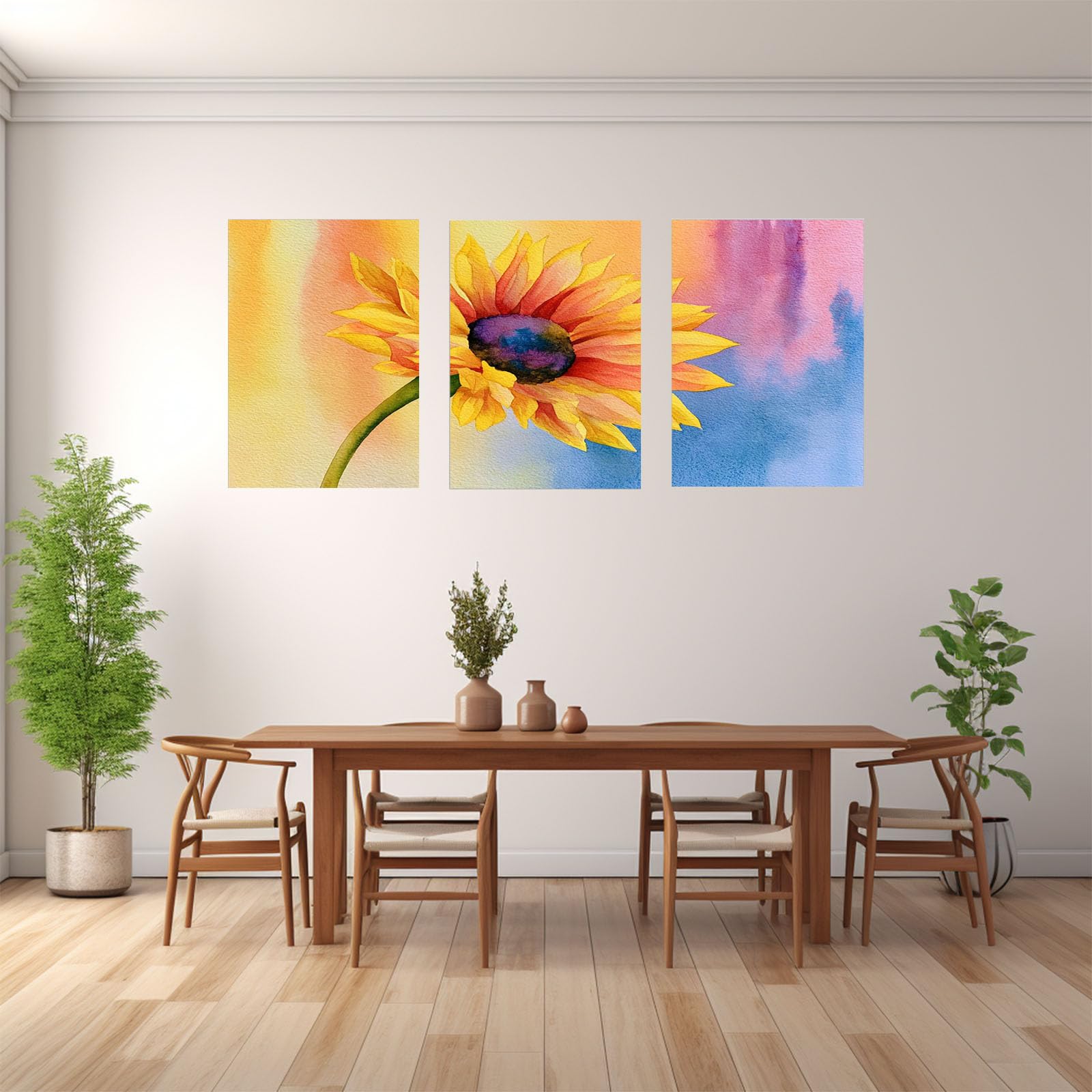 3 sztuki współczesny abstrakcyjny obraz na płótnie kwiaty drzewo abstrakcyjne obrazy do salonu dekoracja ścienna domu (różowy 54) - 30 x 50 cm x 3 oprawione