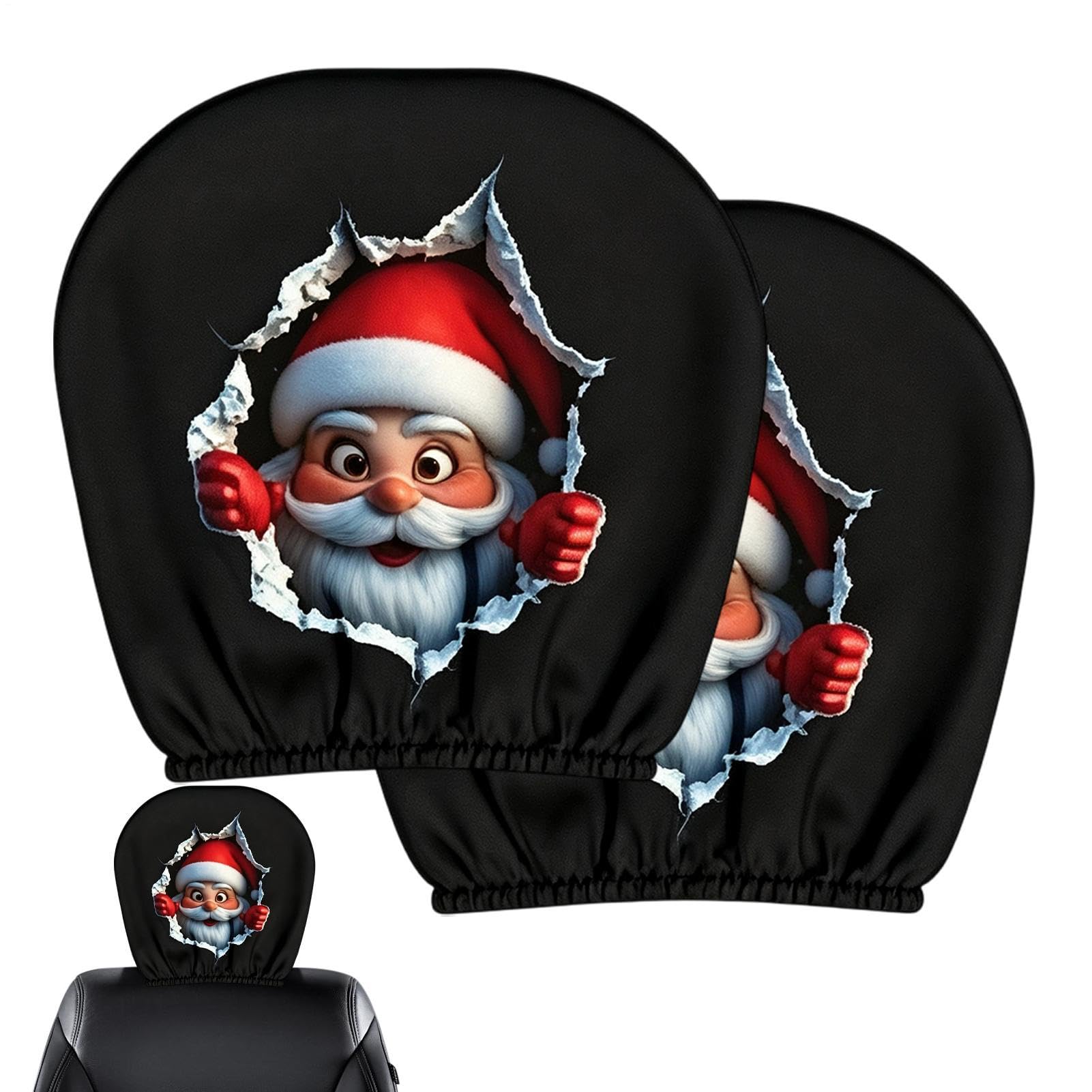 Tklwpai Funny Headrest Covers Elastic Universal Cute Santa