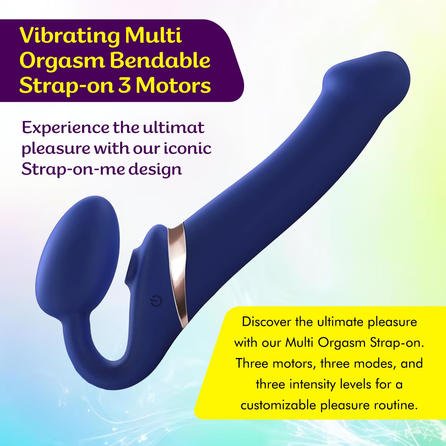Strap-On-Me Strap-on Multi-Orgasmo Telecomandato 3 Motori – Tecnologia a Memoria di Forma – Tripla Stimolazione – Sex Toy Donna & Uomo in Silicone Morbido – Senza Imbrago, Impermeabile