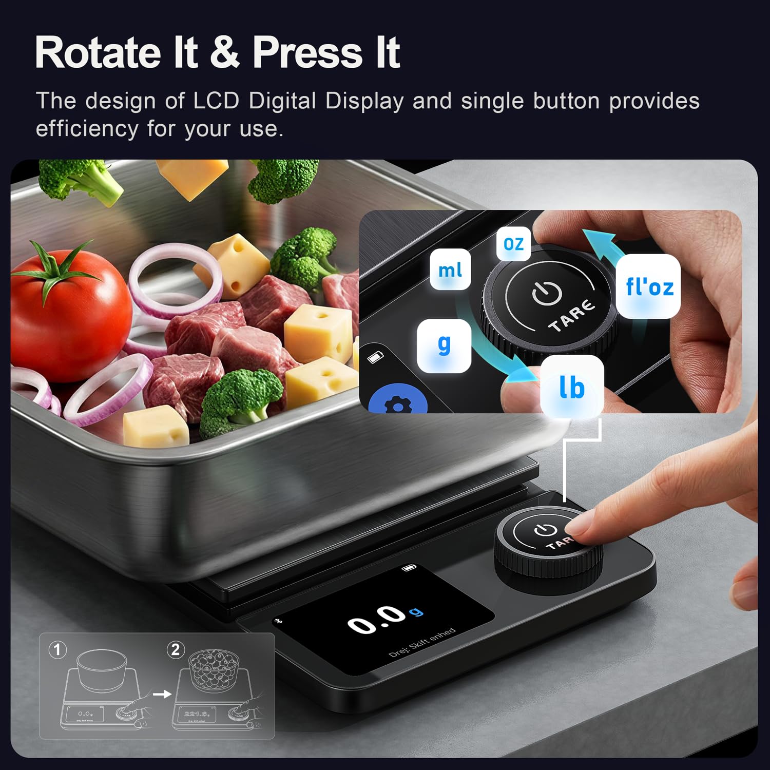 Smart Food Kitchen Scale with Nutritional Calculator, Timer, 0.1g High Precision Kitchen Scale, Free App with 27 Nutrients Tracking, Digital Grams and Ounces for Weight Loss,11lbs/5kg (Black)