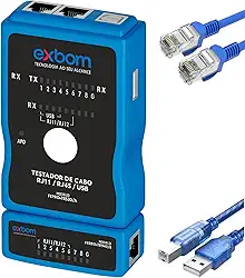 Testador de Cabo RJ45 RJ11 USB | Rede e Impressora | LED Sequencial | Exbom FEPRO-TR230