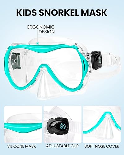 Miniatura 2 de OutdoorMaster Marlin - Juego de esnórquel para niños, máscara de buceo con correa ajustable, máscara de buceo con parte superior seca, equipo de