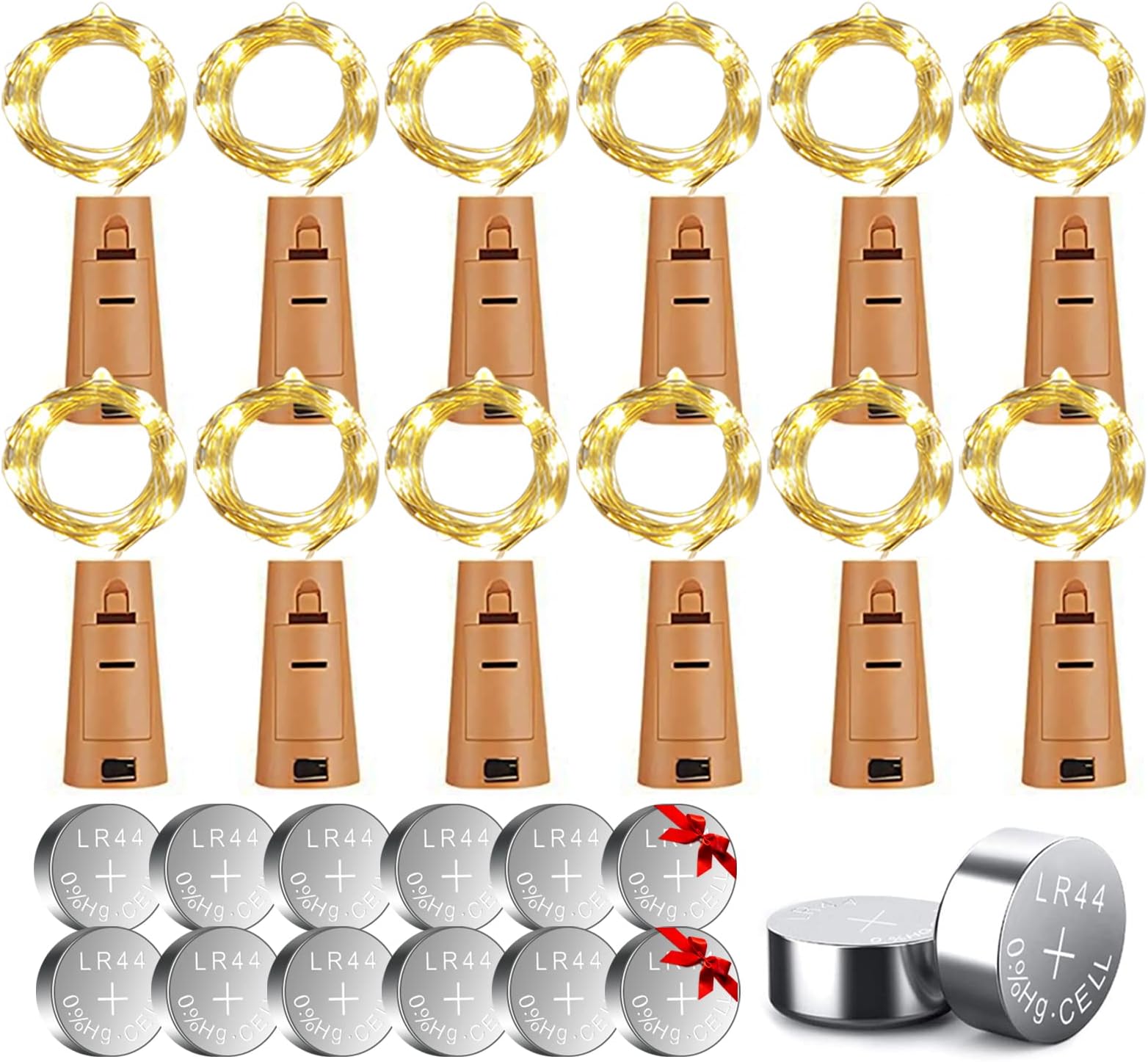 elegante festa di nozze ricevimento 20 confezioni luci per bottiglie di vino 2m con tappo di sughero – mini luci a led a batteria per fai da te casa giardino festival decor