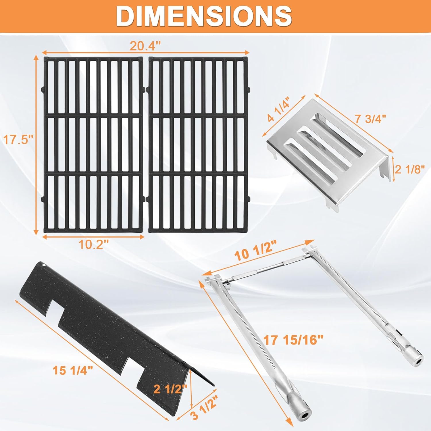 GS4 Spirit II Grill Parts for Weber Spirit 2 Parts Spirit II 200 SER Replacement Parts for Weber GS4 Spirit 2 Flavorizer Bars 7635 67045 68842, Burners 69785 67024, Heat Deflector 67060, 7637 Grates