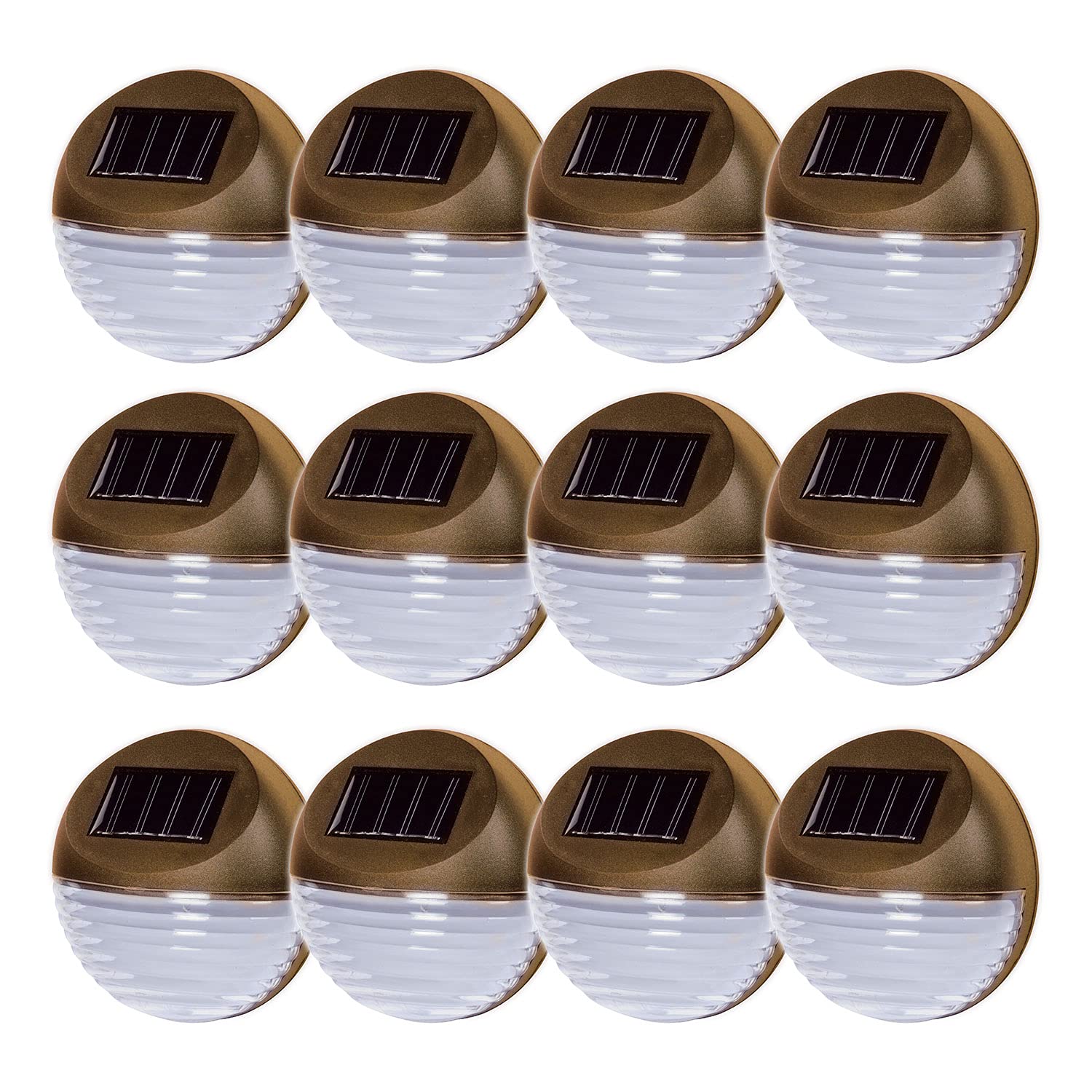 Solalite Brown Pack Of 12 Decorative Wireless Garden Solar Lights Weatherproof Outdoor Fence Step Gutter Wall Lamps