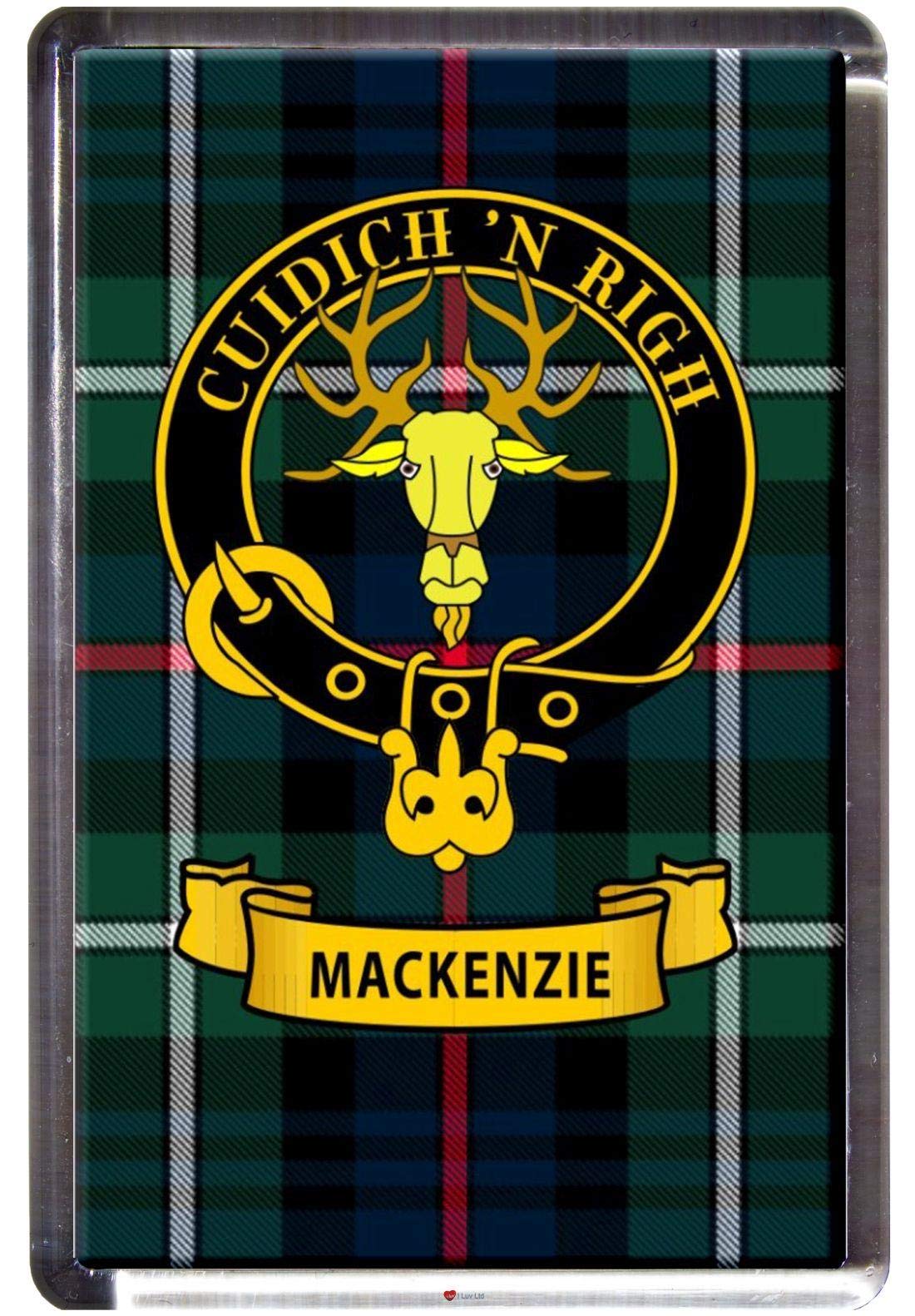 I Luv Ltd Mackenzie Clan Tartan Fridge Magnet With Scottish Clan Crest On Clear Acrylic Base