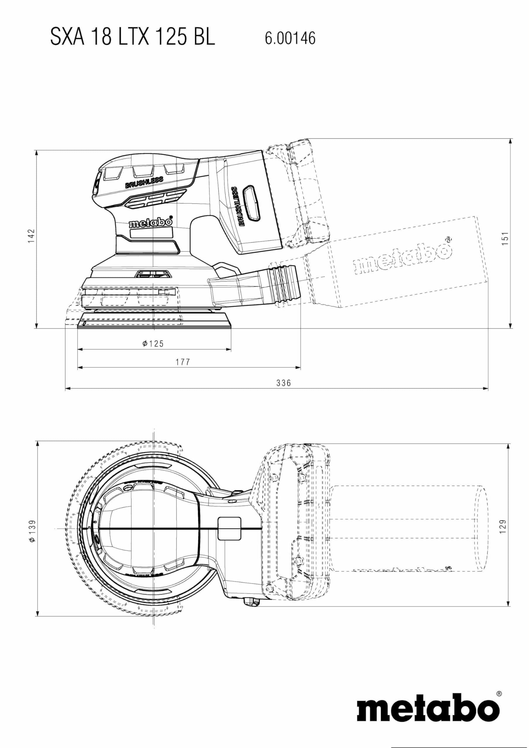 SXA 18 LTX 125 BL (600146840) Lijadora excéntrica de batería