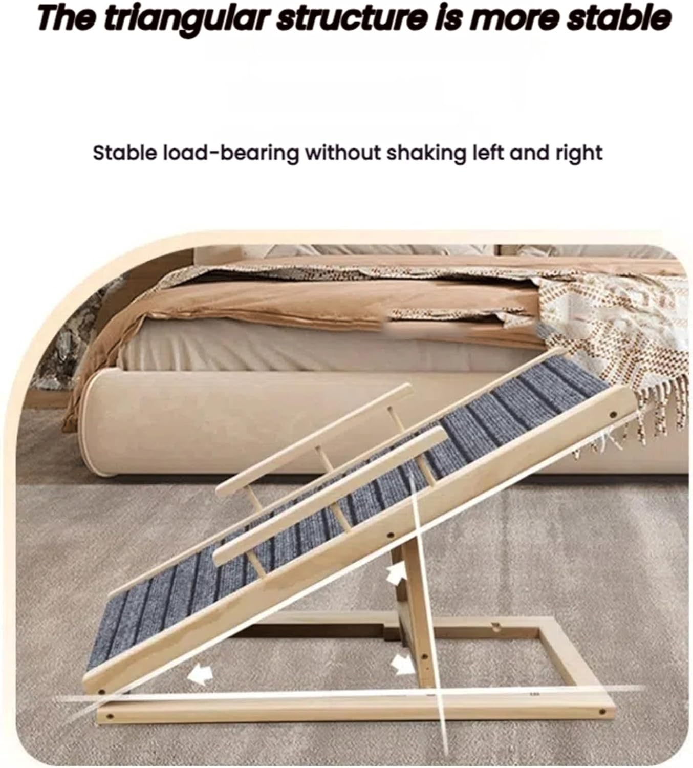 Wooden Pet Ramp Car Dog Ladder Height Adjustable Multipurpose for Cars High Bed(Style 1)