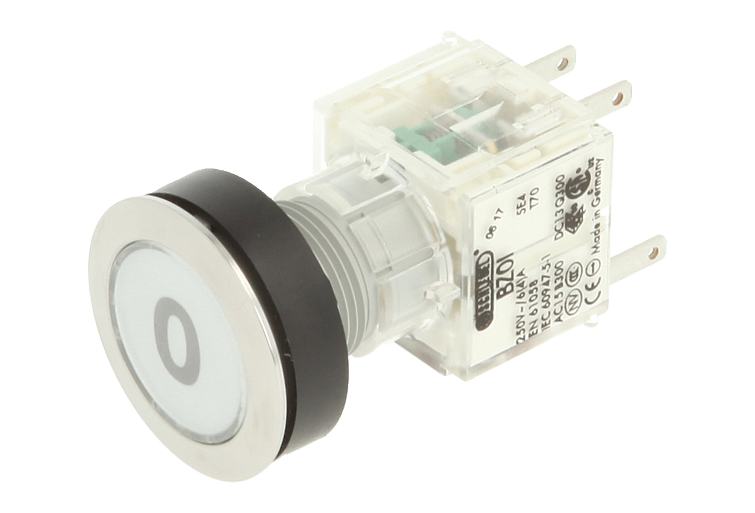 Schlegel 23.000.567 Push Button Stainless Steel, Clear Button Cap, Identification Plate 0, Push Contact Sensor 1 Opener/1 NO Contact