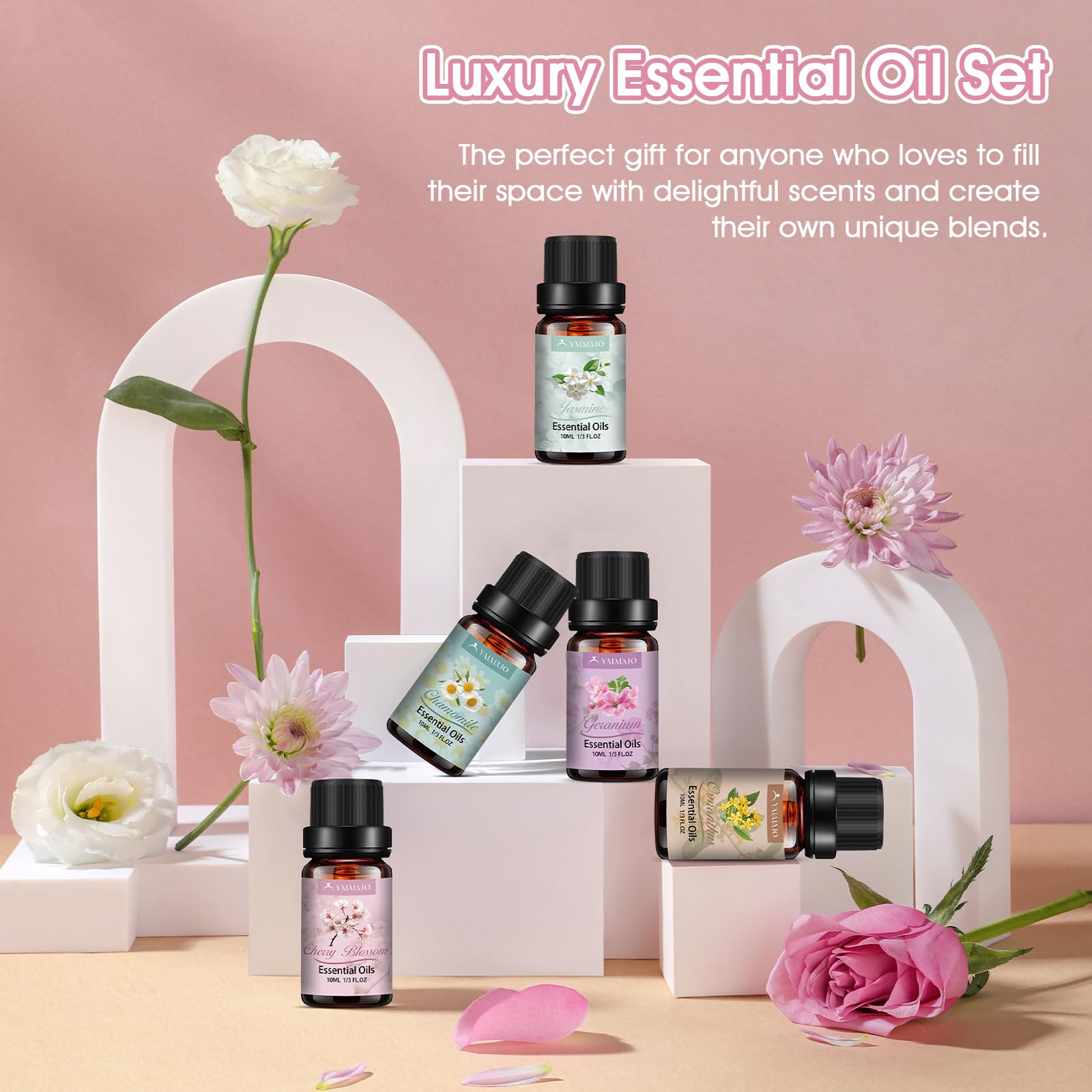 Set de aceites esenciales, 20*10ml aceites esenciale para difusor, set de aceites aromáticos puros para masaje, jabón, velas, aromaterapia, fabricación de velas - Pequeños regalos para mujeres Navidad