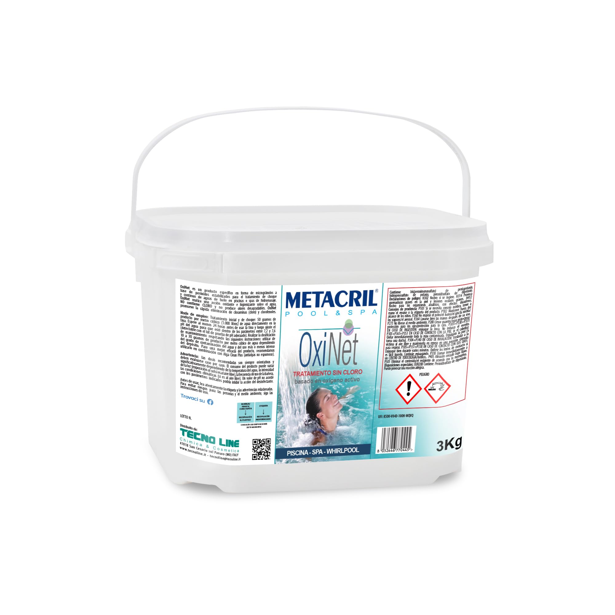 Metacril oxígeno Activo granular – OxiNet 3 kg. - Ideal para Piscina o hidromasaje (Teuco, Jacuzzi, Dimhora, Intex,Bestway,ECC). Envío inmediato.