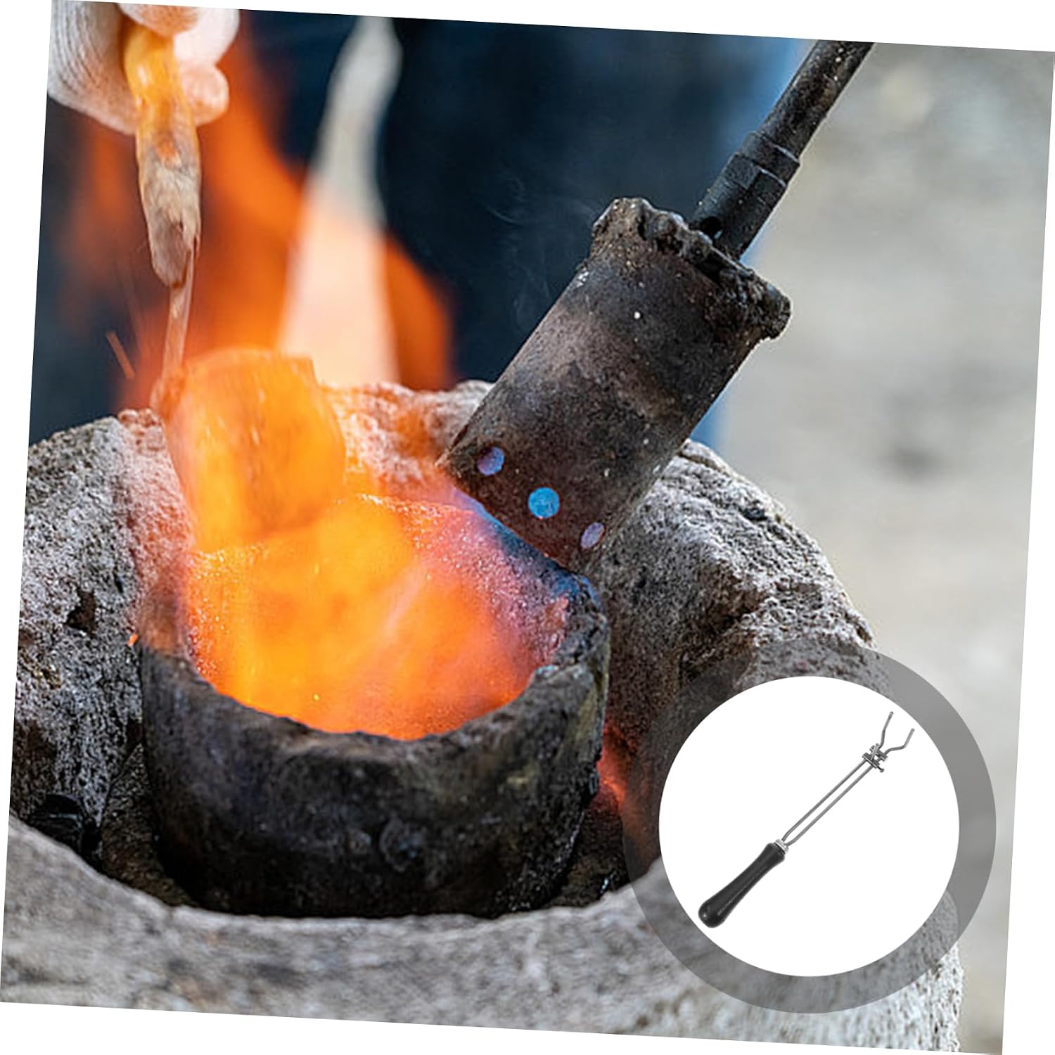 Black Carbon Steel Crucible Tongs for Melting Gold Casting Work