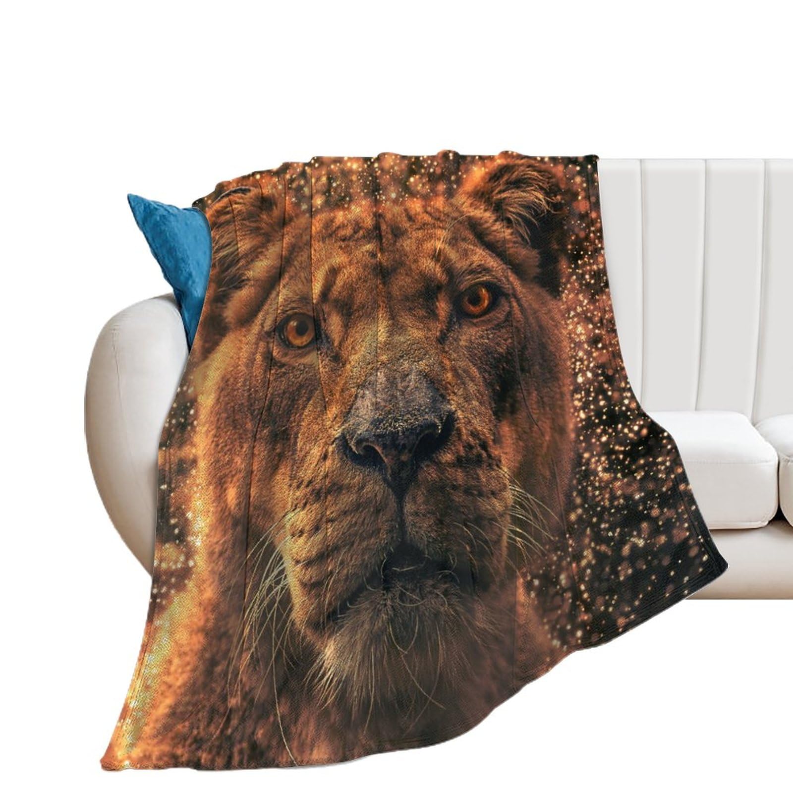 Couverture polaire lion anti-froid en flanelle douce pour lit et canapé glaciaux