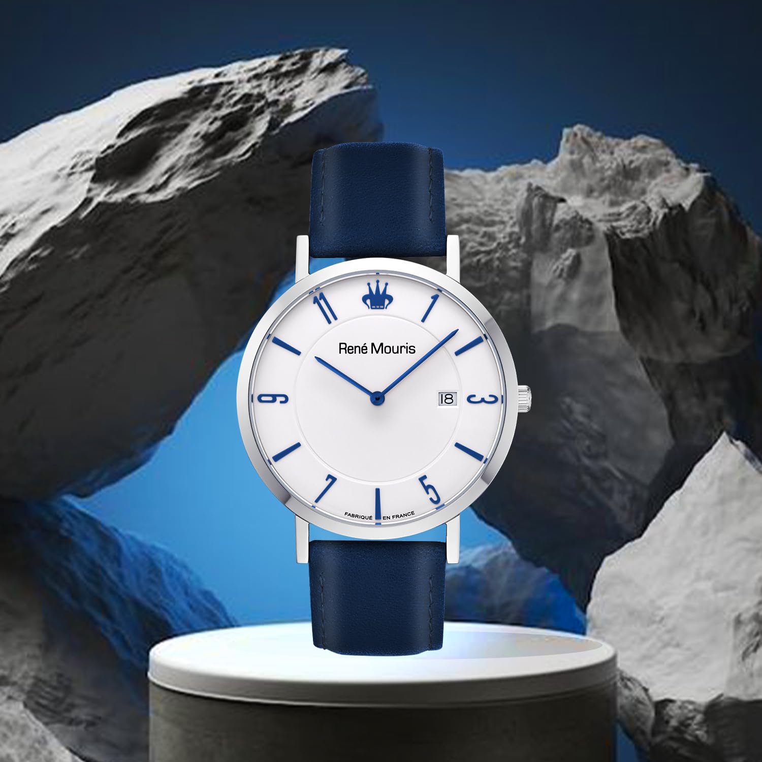 René Mouris L'Emporter Quarzuhren Für Herren – 41MM Klassische Uhr Aus 316L Edelstahl – Mineralglas Mit Saphirbeschichtung – 50M wasserdichte Armbanduhr Mit Italienischem Lederarmband.
