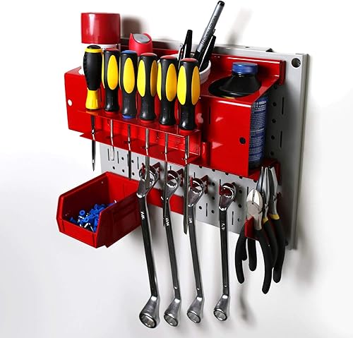 Miniatura 4 de Juego de tableros organizadores de metal de clavijas para pared, cuatro tableros de 12pulgadas de alto x 16pulgadas de ancho, para almacenamiento,