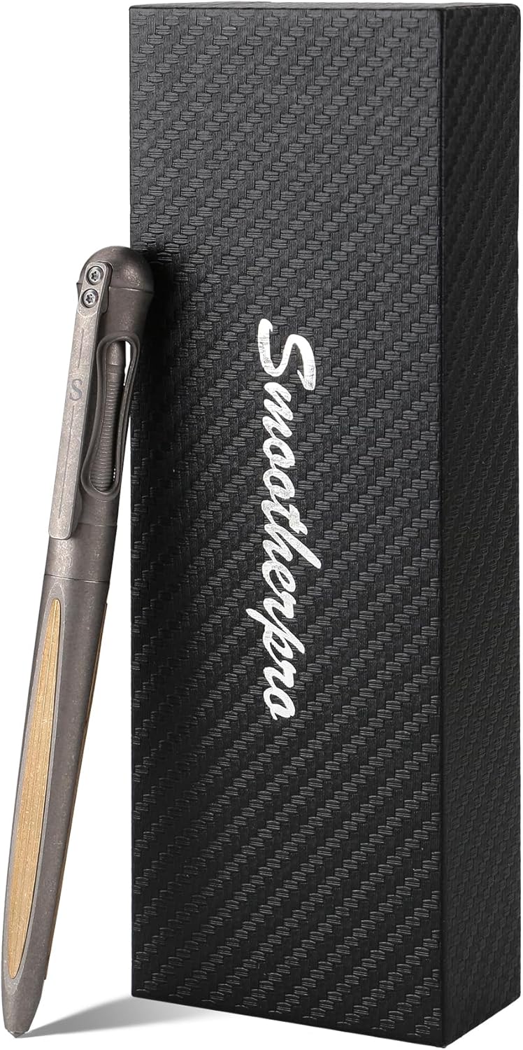 SMOOTHERPRO Titanium Ballpoint Pen Compatible with Parker Refill for EDC Men Women Business Signature Writing Journaling Gift Color Stone Wash Gray(TA02)