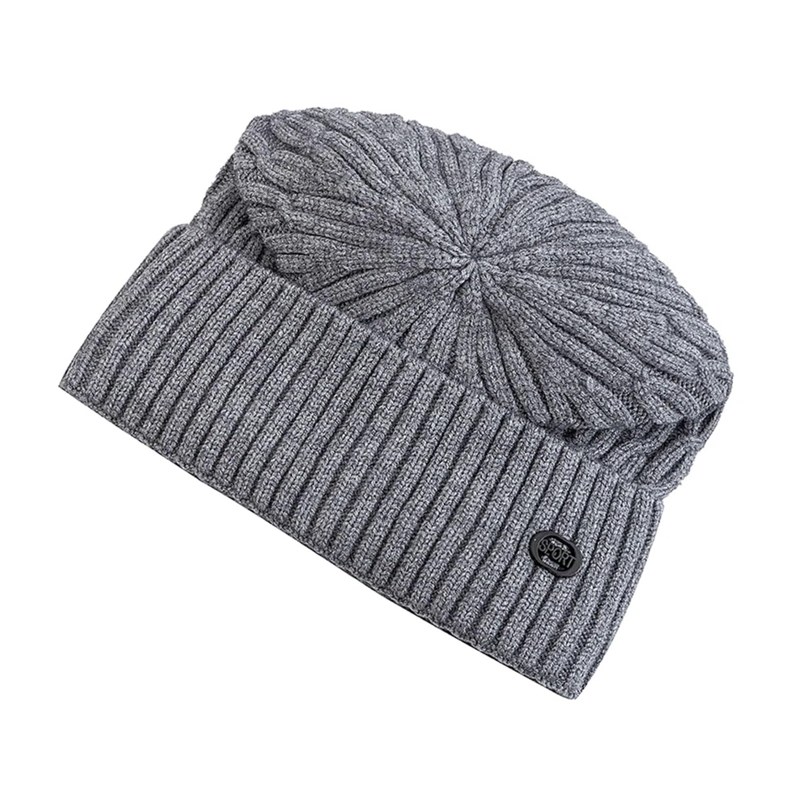 Elegancka i miękka czapka unisex, ciepła czapka zimowa z podszewką z futra dla mężczyzn i kobiet, gruba czapka z dzianiny do jazdy na nartach i sportów poślizgowych (czarna)
