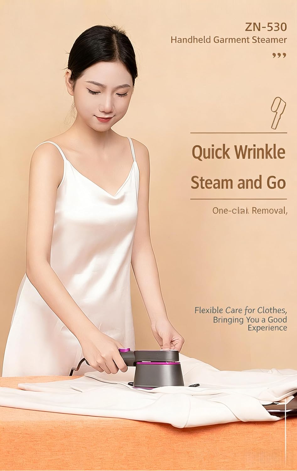 Portable Handheld Clothes Steamer - 60ml Mini Steam Iron with 1000W Fast Heat, 10s Wrinkle Remover, Dual Voltage 110-240V, Compact Travel Steamer for Home and Office