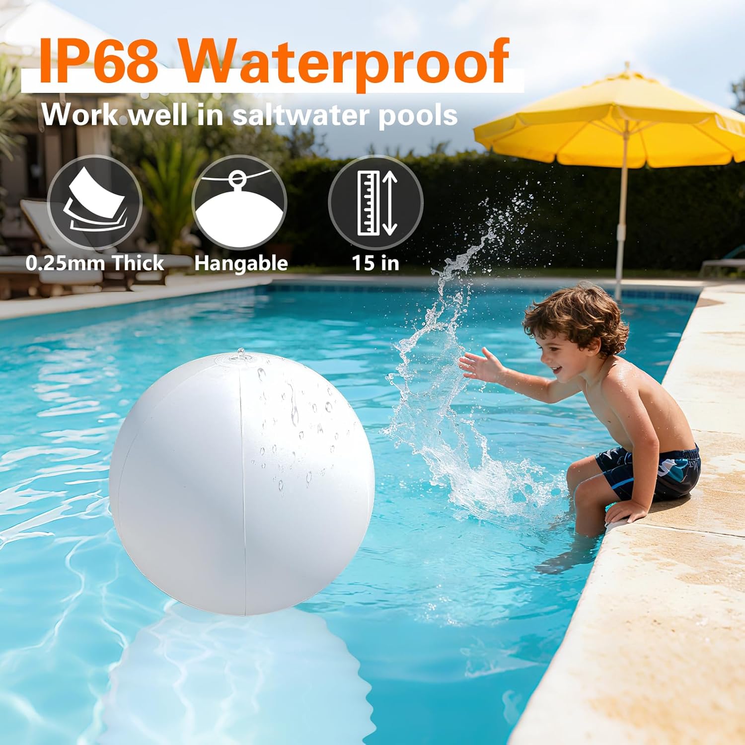 Floating Pool Lights, 15" Solar Pool Light That Float w/Patterns of Sealife, Upper & Lower RGB Color Changing Pools Floating Light IP68 Waterproof, Float/Hang for Pools Wedding Party Decor(2)