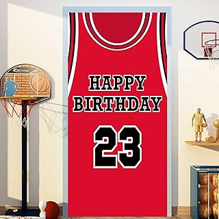 Happy Birthday 23 Banner Backdrop Red Basketball Star Player Sports Theme Decor for Man Boy 1st Birthday Party Supplies Baby Shower Decorations Man Cave Photo Booth Props Background Favors