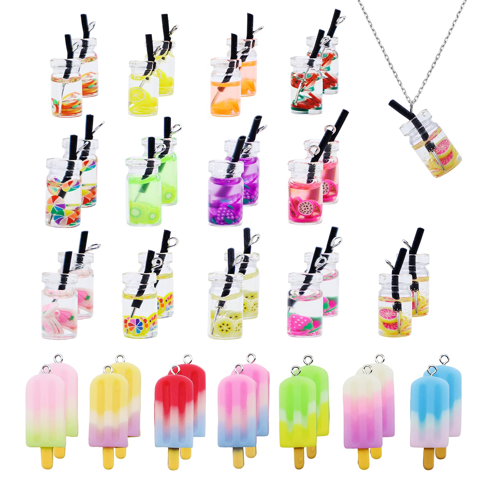 Lasuroa 50 Stück Kirsch-Anhänger - Rote Glasperlen Für Schmuck & DIY